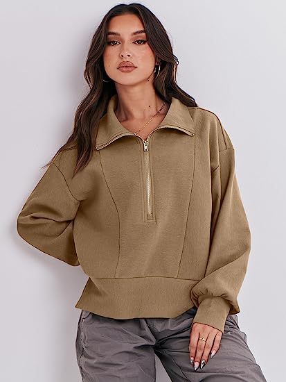 Damen Freizeit Viertel-Reißverschluss Pullover WW