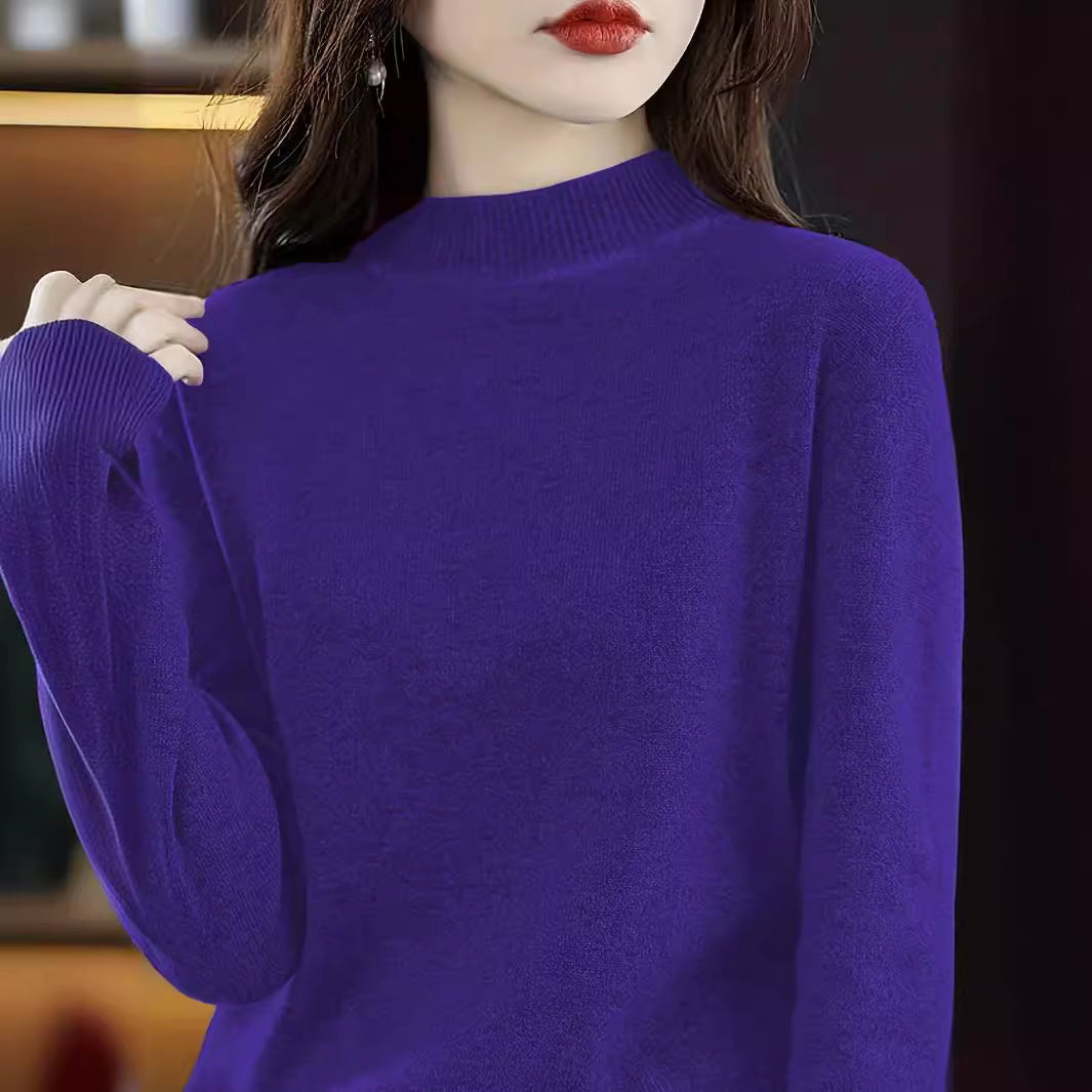 Damen Hochwertiger Pullover mit Stehkragen aus feinem Strick WW