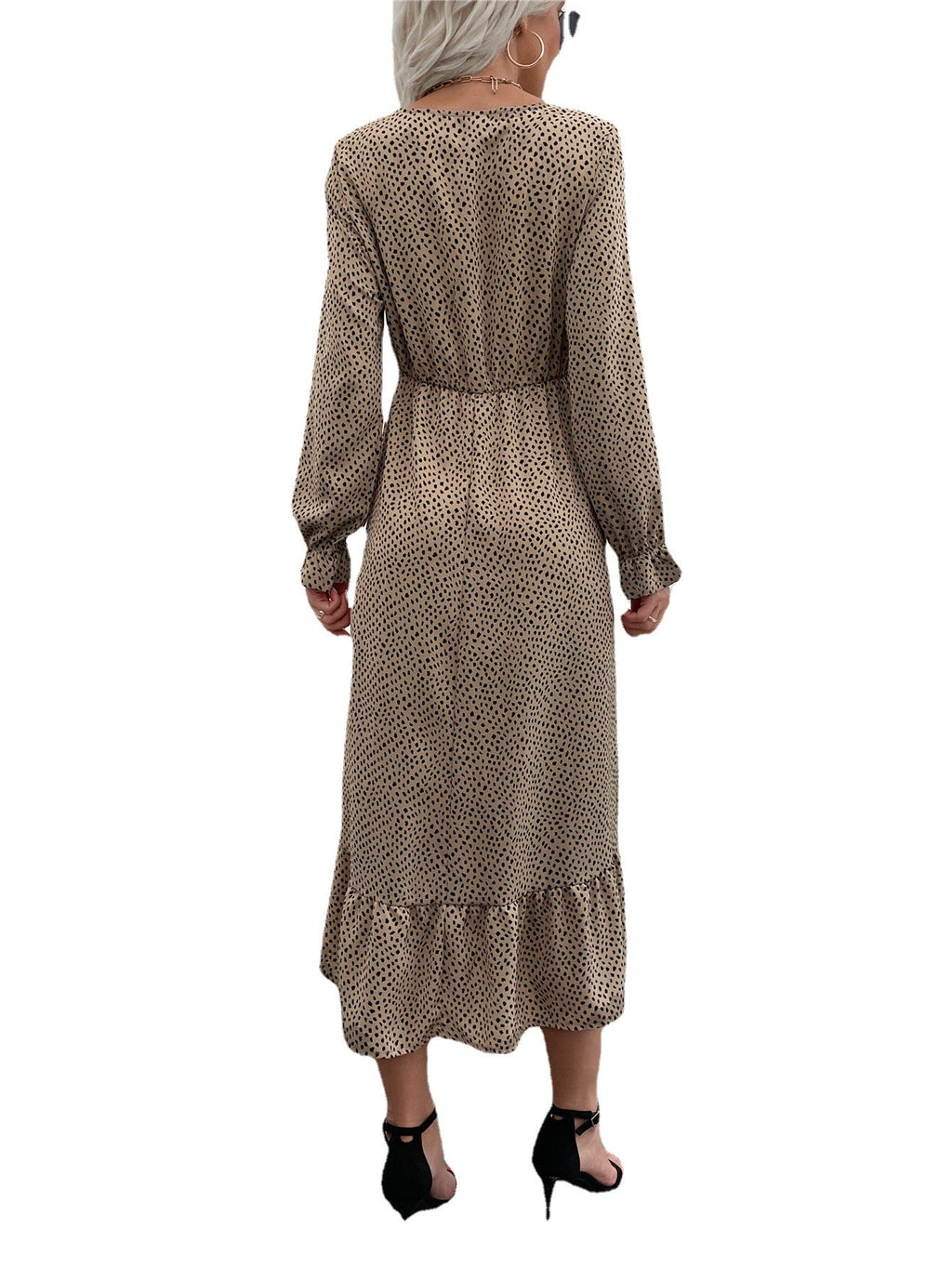 Damen Midi-Kleid mit tiefem V-Ausschnitt und raffiniertem Schlitz WW