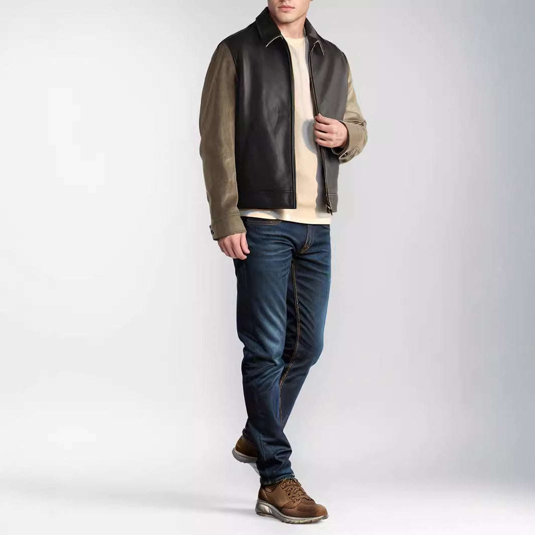 Herren modische Jacke im Materialmix mit praktischen Taschen und Stehkragen WW