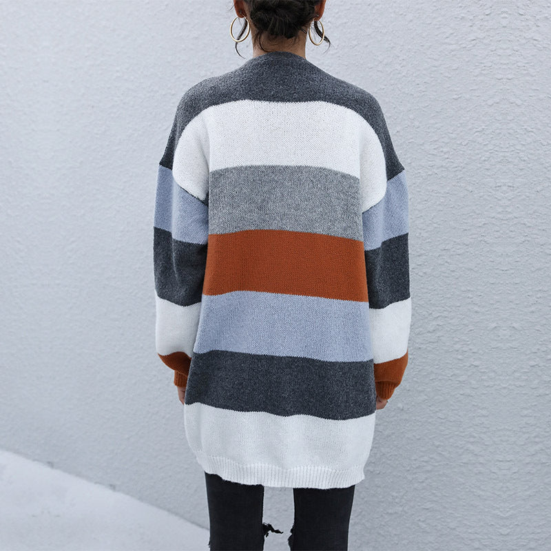 Damen Strickjacke im modischen Blockstreifen-Design WW