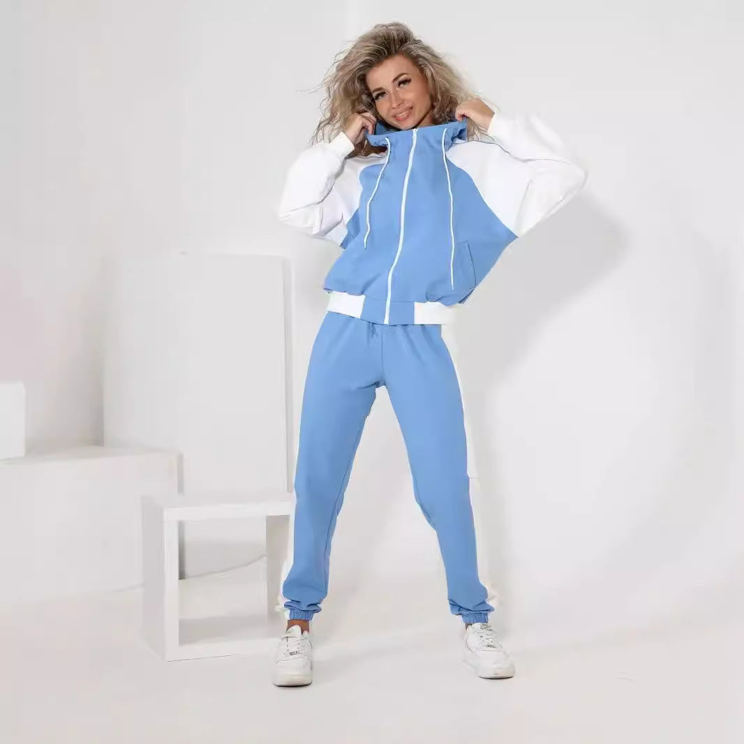 Damen modische Sportjacke mit hohem Kragen und dezentem Farbkontrast WW