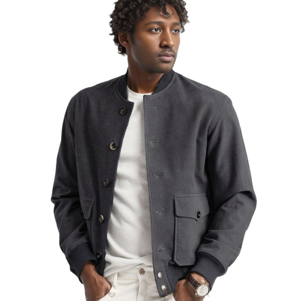 Herren lässige Collegejacke aus weichem Material mit praktischen Taschen WW