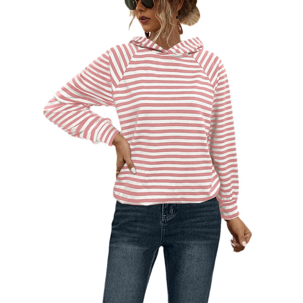 Damen Kapuzensweatshirt mit gestreiftem Design und modernem Schnitt WW