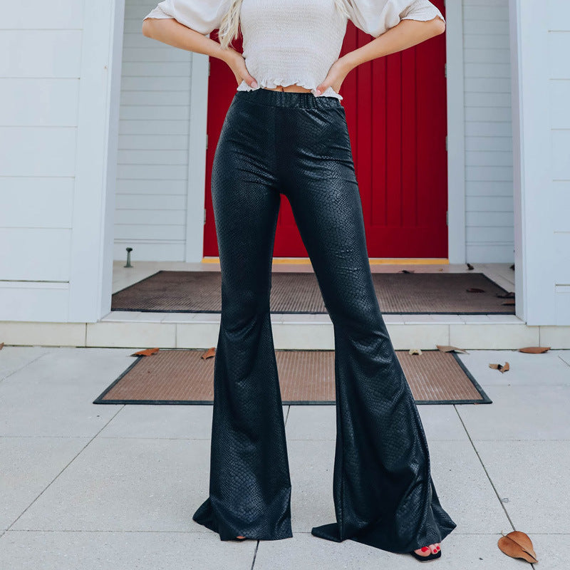 Damen Elegante Schlaghose im Schlangenleder-Look WW