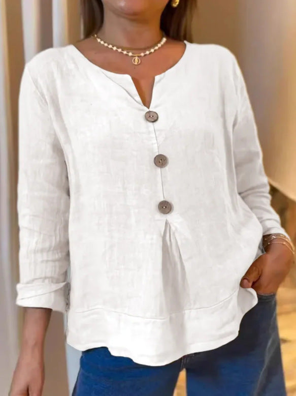 Damen elegante Bluse mit Knopfleiste und luftiger Passform WW