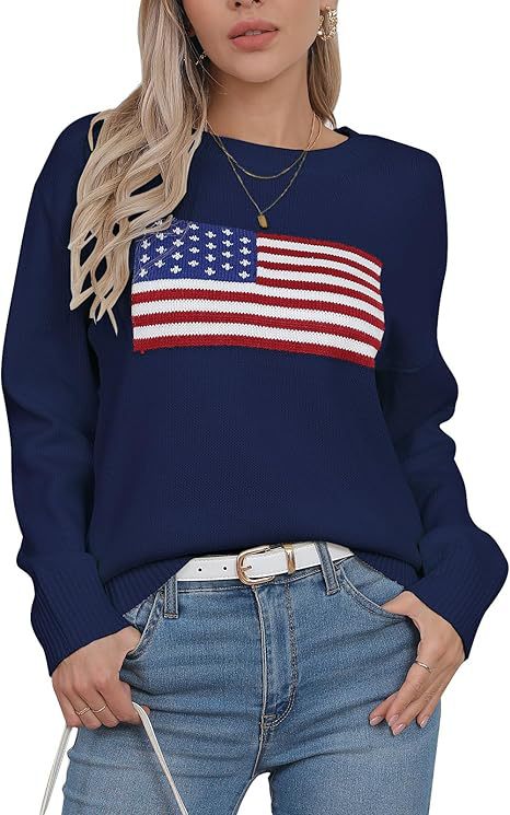 Damen Pullover mit Flaggenmotiv und strukturiertem Strick WW