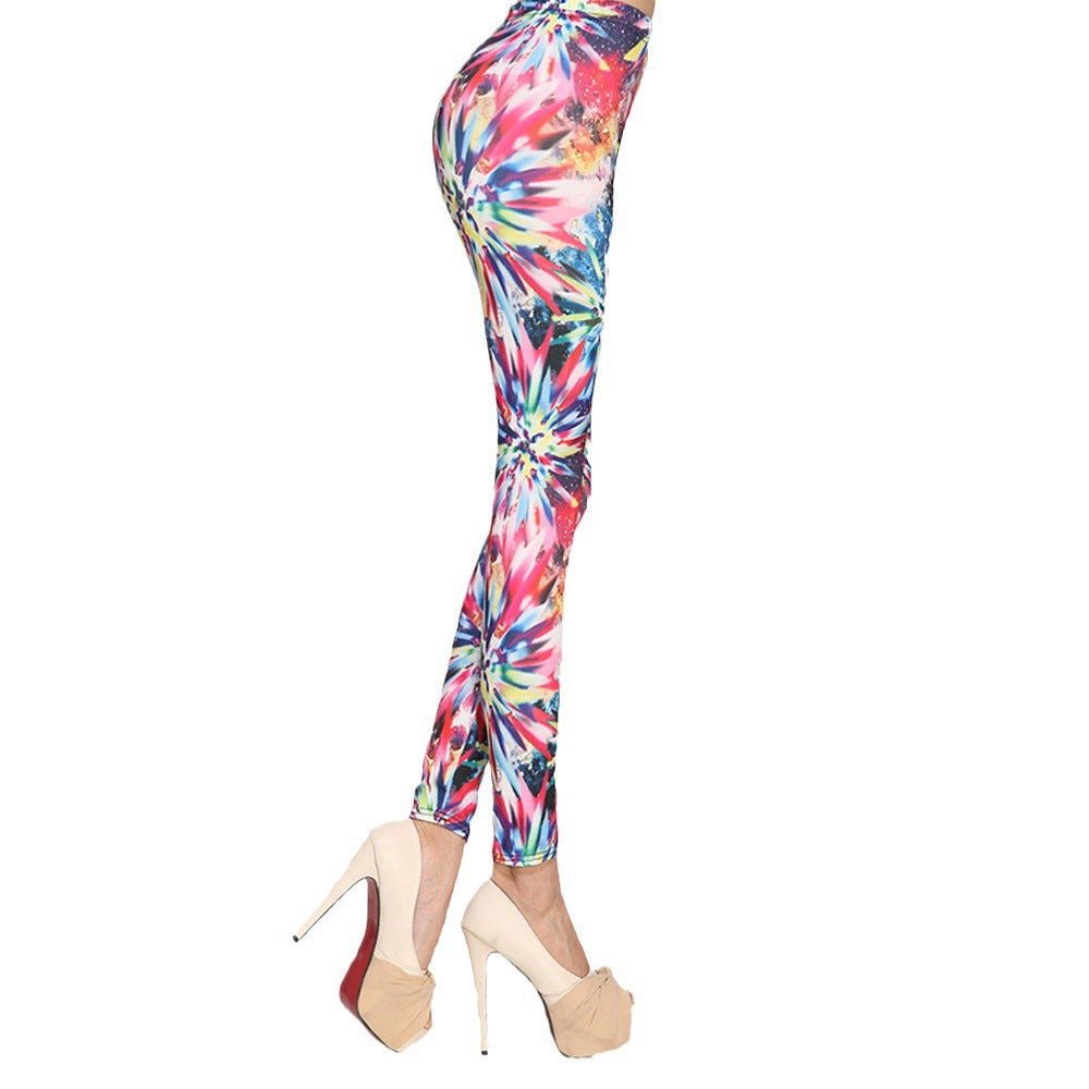 Damen Leggings mit auffälligem Sternen- und Streifenprint WW