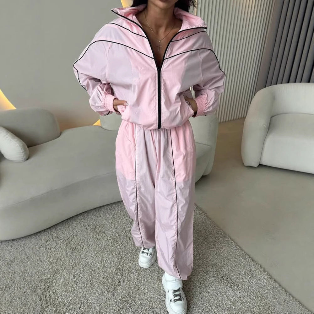 Damen winddichtes Sportjacken- und Jogginghosen-Set WW