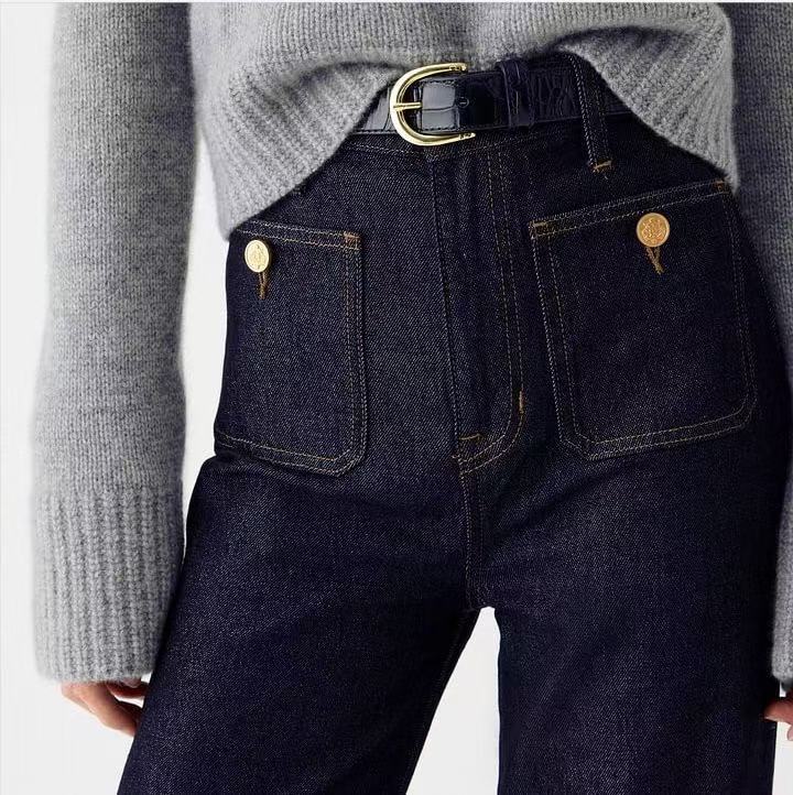 Damen Weite Jeans mit modischem Saum WW