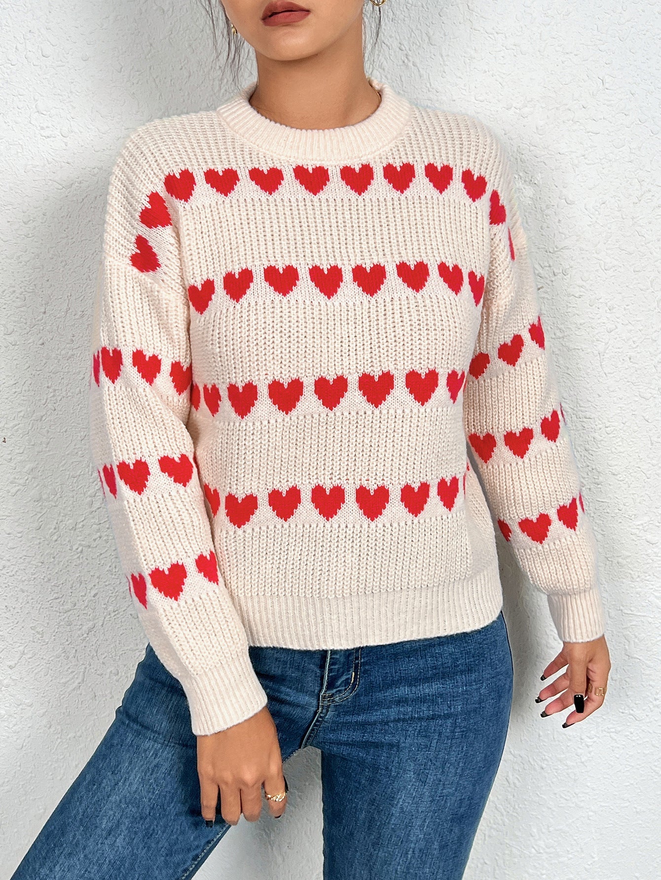 Damen Pullover mit Herzmotiv in lässiger Passform WW