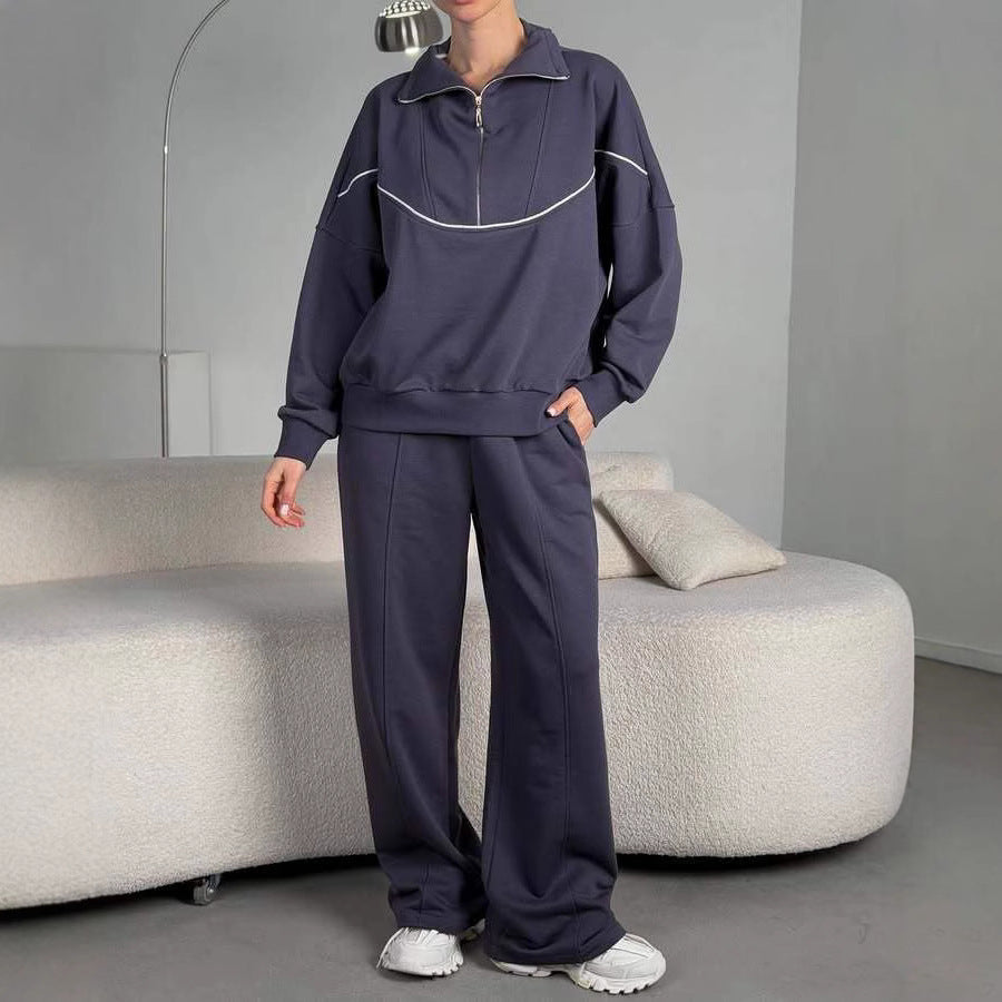 Damen sportliches Hoodie- und Jogginghose-Set mit elastischem Bund WW