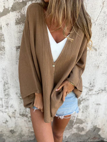 Damen Lässige Strickjacke mit weitem Schnitt und eleganten Knopfdetails WW