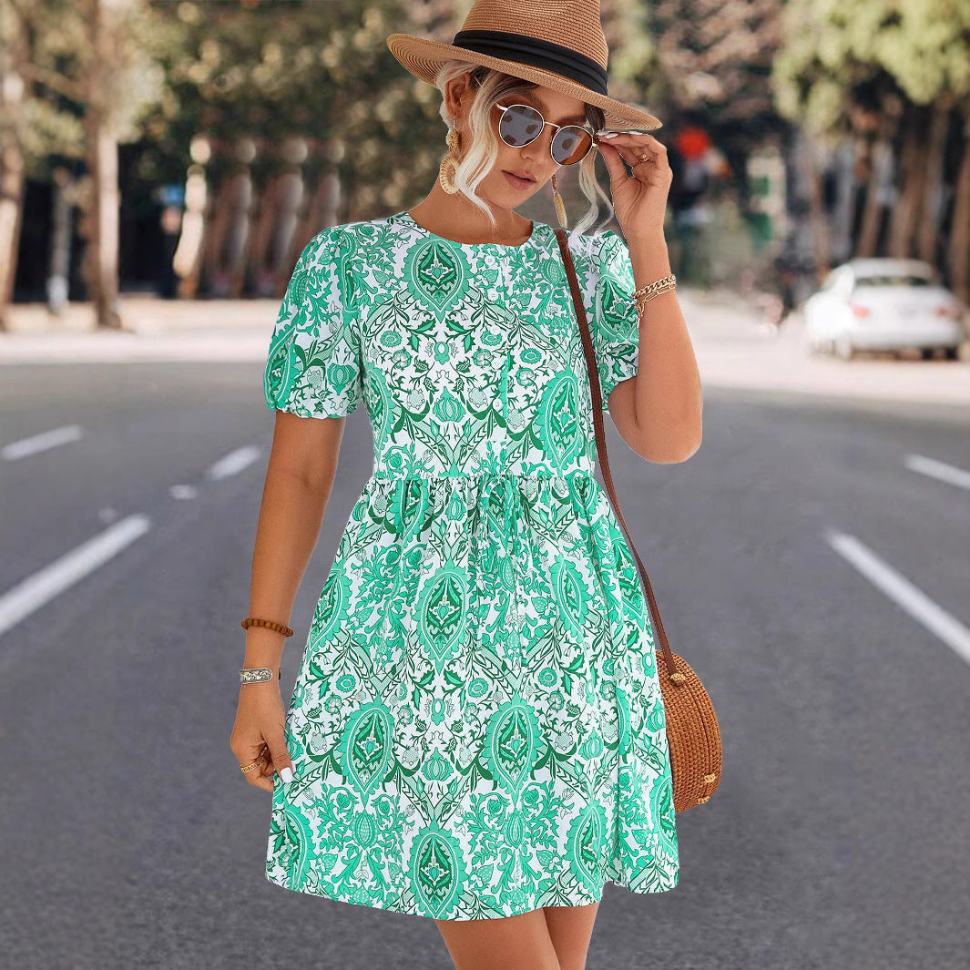 Damen A-Linien Kleid mit floralem Muster und lässigem Schnitt WW