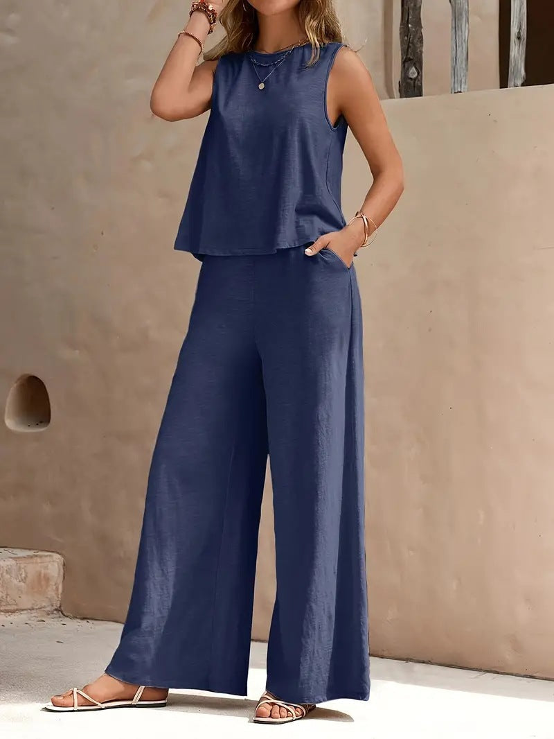 Damen luftiges Zweiteiliges Set mit weitem Schnitt und praktischen Taschen WW