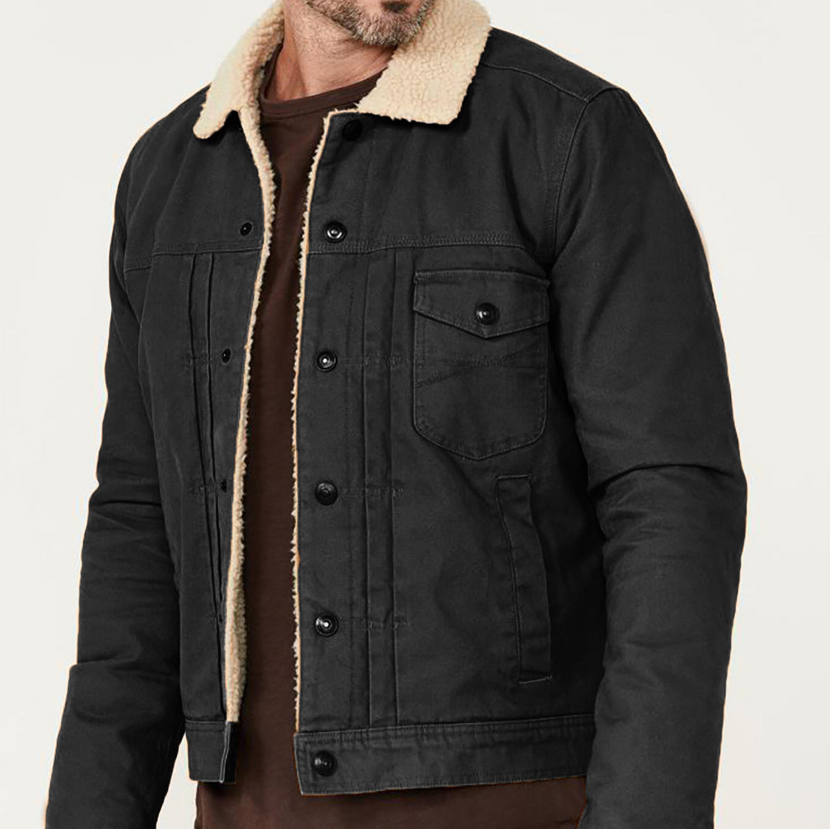 Herren Winterjacke aus strapazierfähigem Baumwollmaterial mit Teddyfutter und praktischen Taschen WW