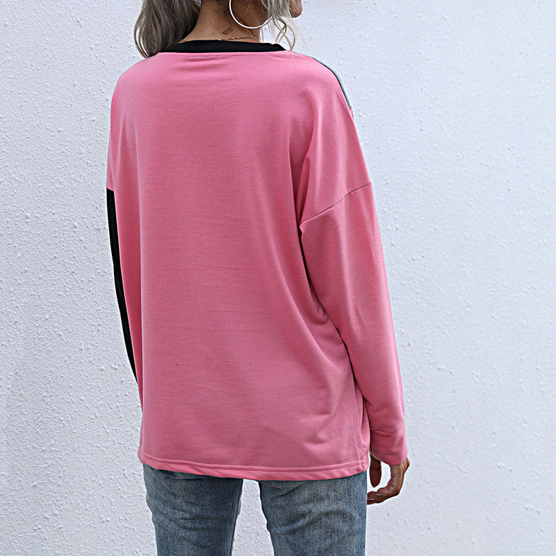 Damen Sportliches Sweatshirt mit modischem Farbblockdesign WW