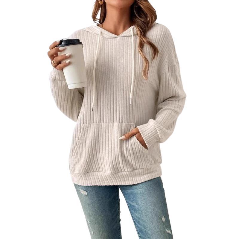 Damen Gemütlicher Ripp-Hoodie Sweatshirt WW