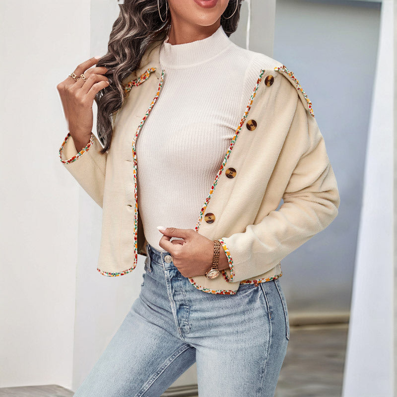 Damen elegante Jacke mit blumigen Akzenten und weichem Stoff WW