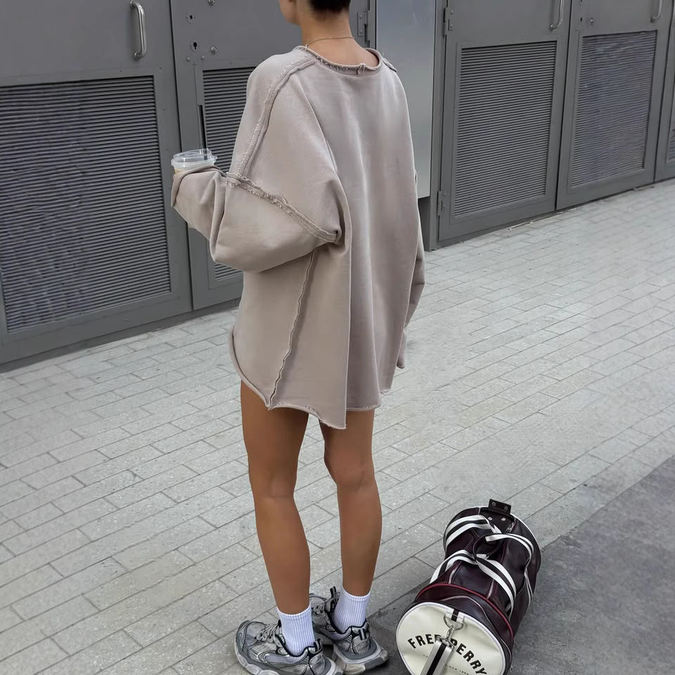 Damen stylischer Oversized Pullover mit modischen Ärmeldetails WW