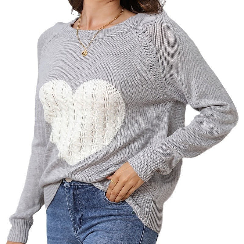 Damen legerer Pullover mit Herzdesign WW