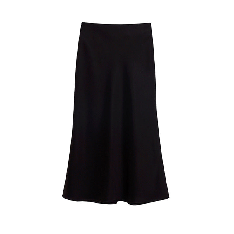 Damen A-Linie Satin Midi Rock WW