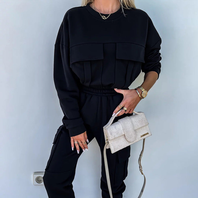 Damen sportliches Set mit praktischem Cargo-Design und stylischem Sweatshirt WW