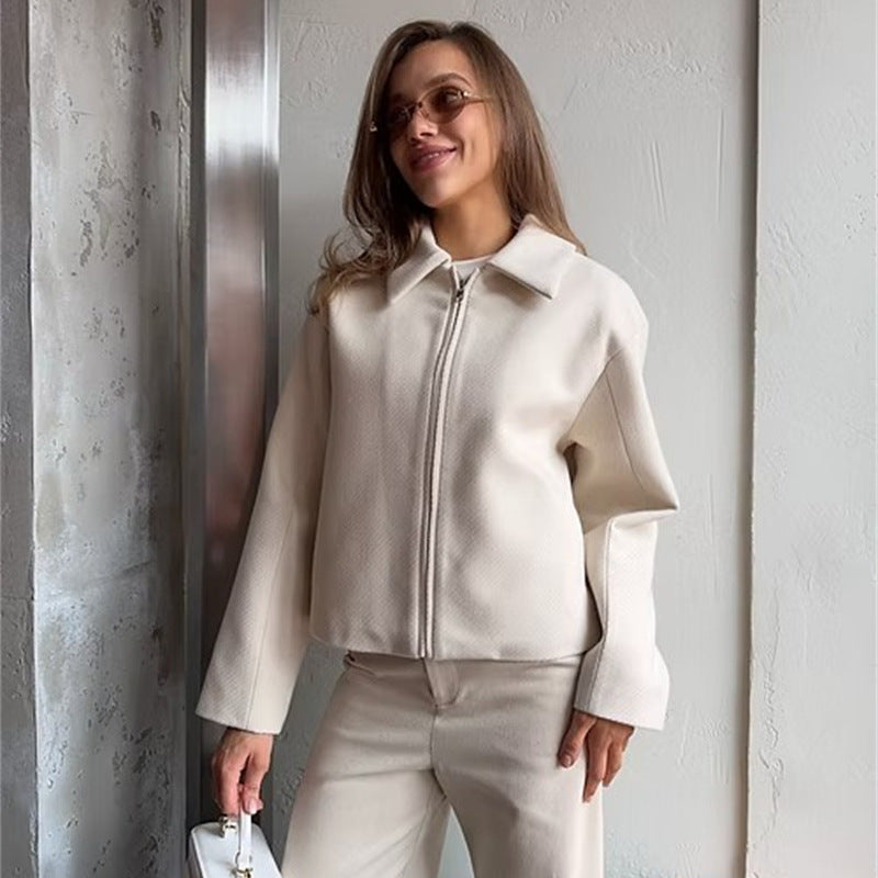Damen elegante Zip-Jacke im minimalistischen Stil WW