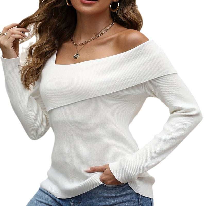Damen asymmetrisches Langarm-Oberteil mit Rippstruktur WW