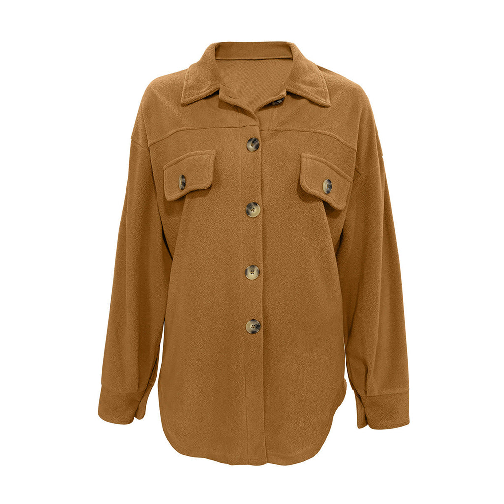 Damen Oversized Hemdjacke mit Knopfdetails und praktischen Brusttaschen WW