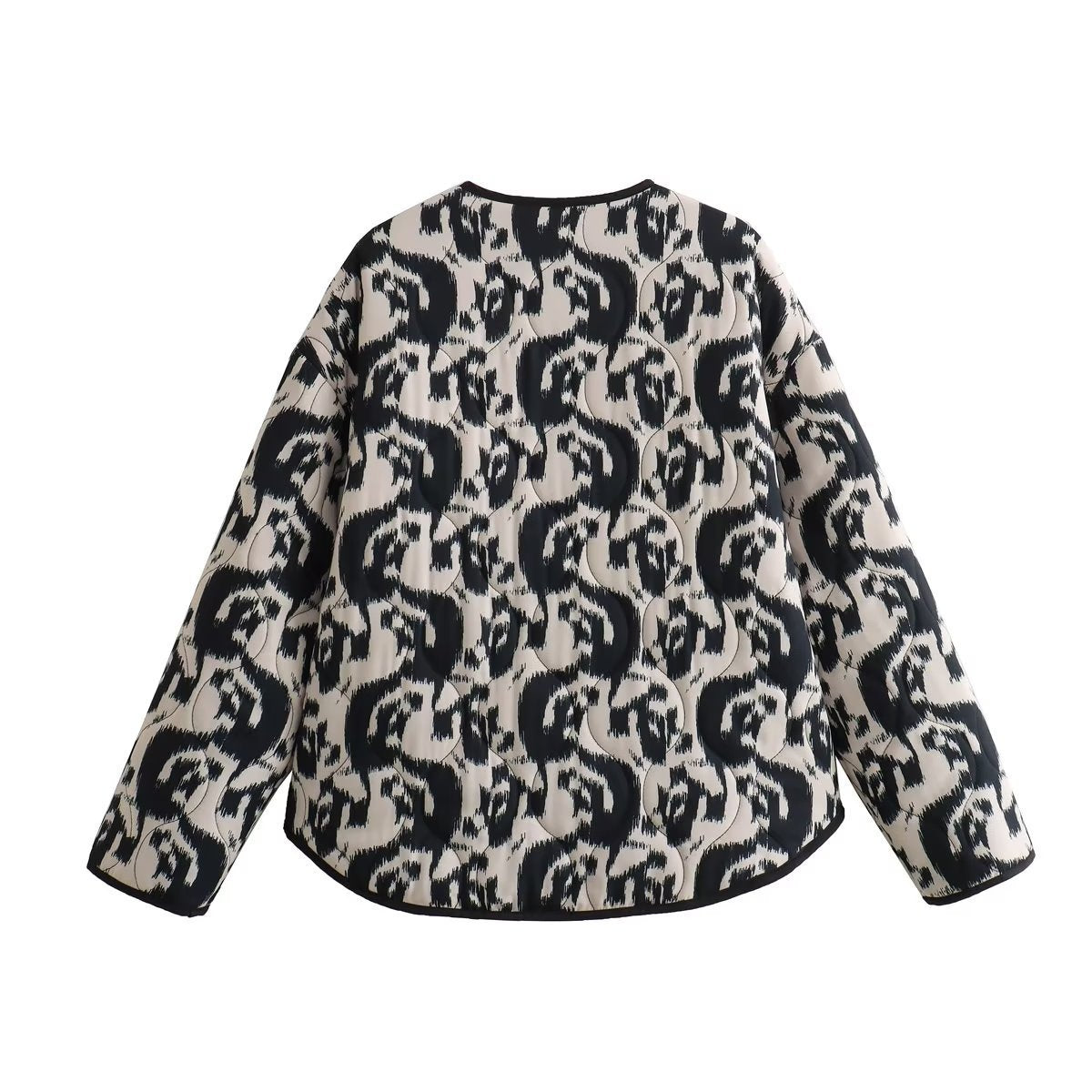 Damen gesteppte Freizeitjacke mit einzigartigem Tiermuster und praktischen Taschen WW