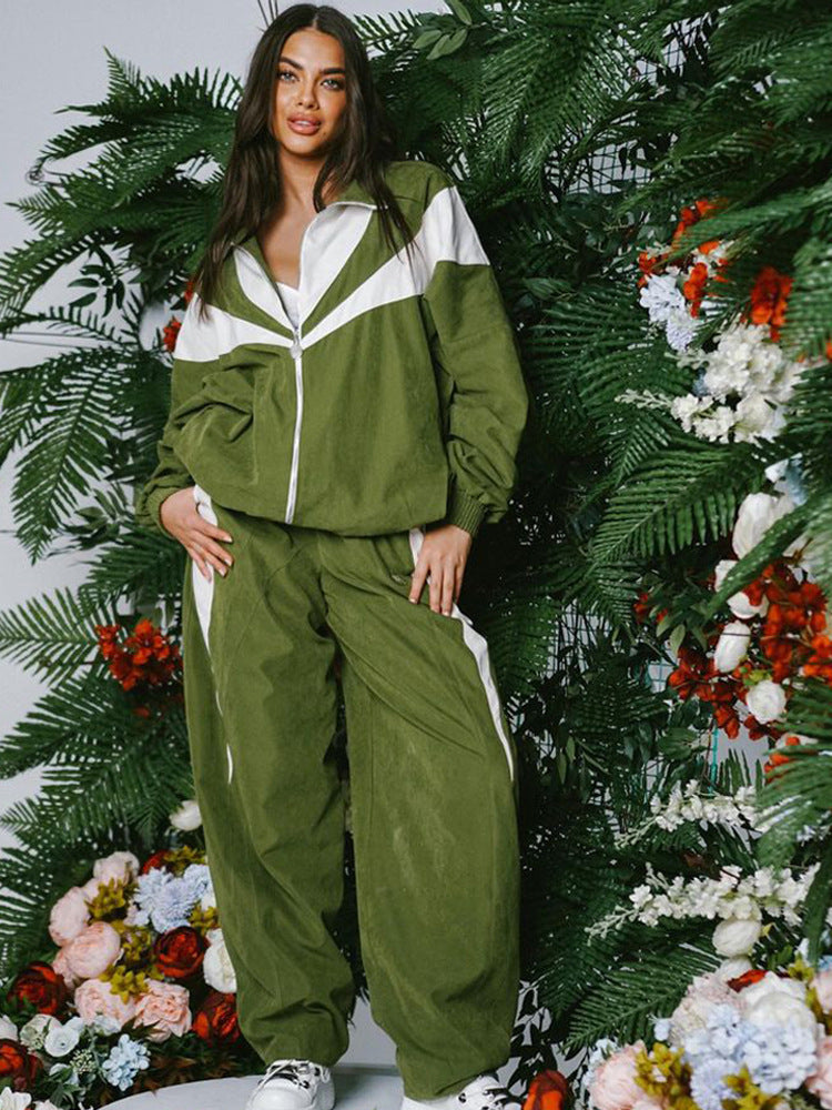 Damen Sportliches Oversized Trainingsset mit Kontrastdetails WW