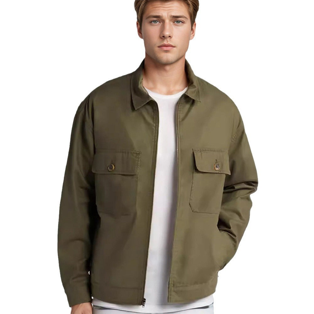 Herren Utility-Jacke mit aufgesetzten Taschen und durchgehendem Reißverschluss WW