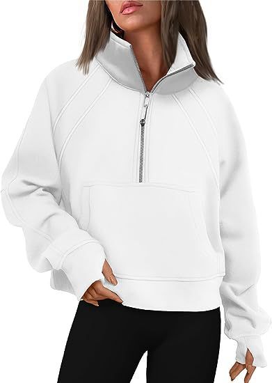 Damen sportlicher Hoodie mit kurzem Reißverschluss und praktischer Kängurutasche WW