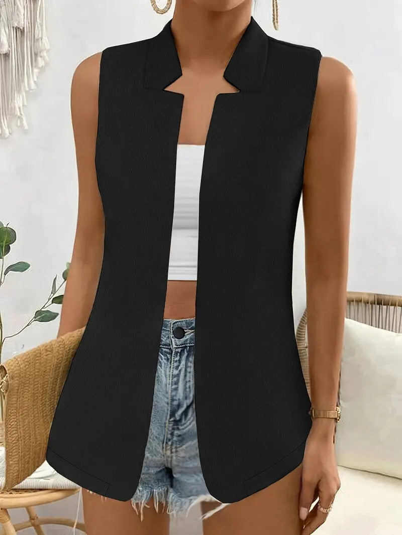 Damen ärmellose Blazerjacke mit modernem Schnitt und eleganten Details WW
