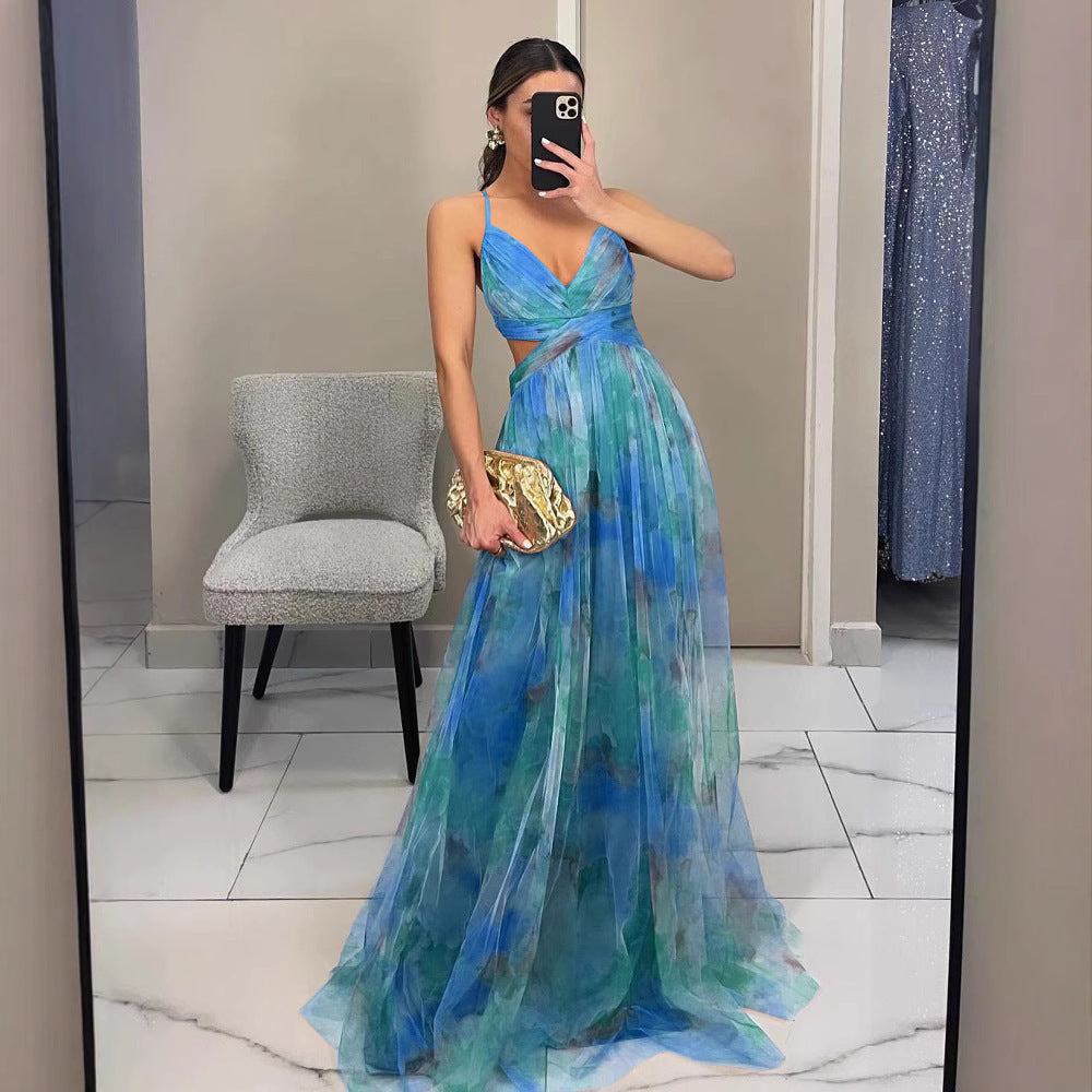 Damen Abendkleid mit fließendem Chiffon und eleganter Wickeloptik WW