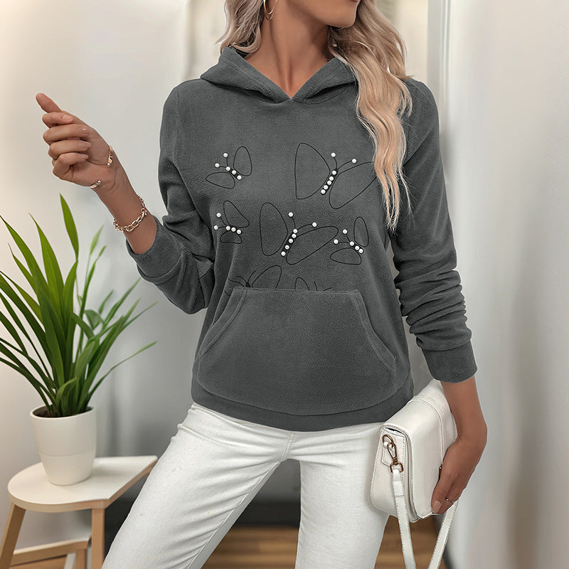 Damen lässiger Kapuzenpullover mit dekorativen Akzenten WW