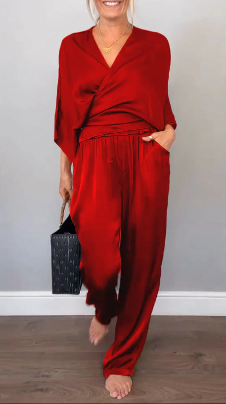 Damen Elegantes Weiches Stoff Lounge Set WW