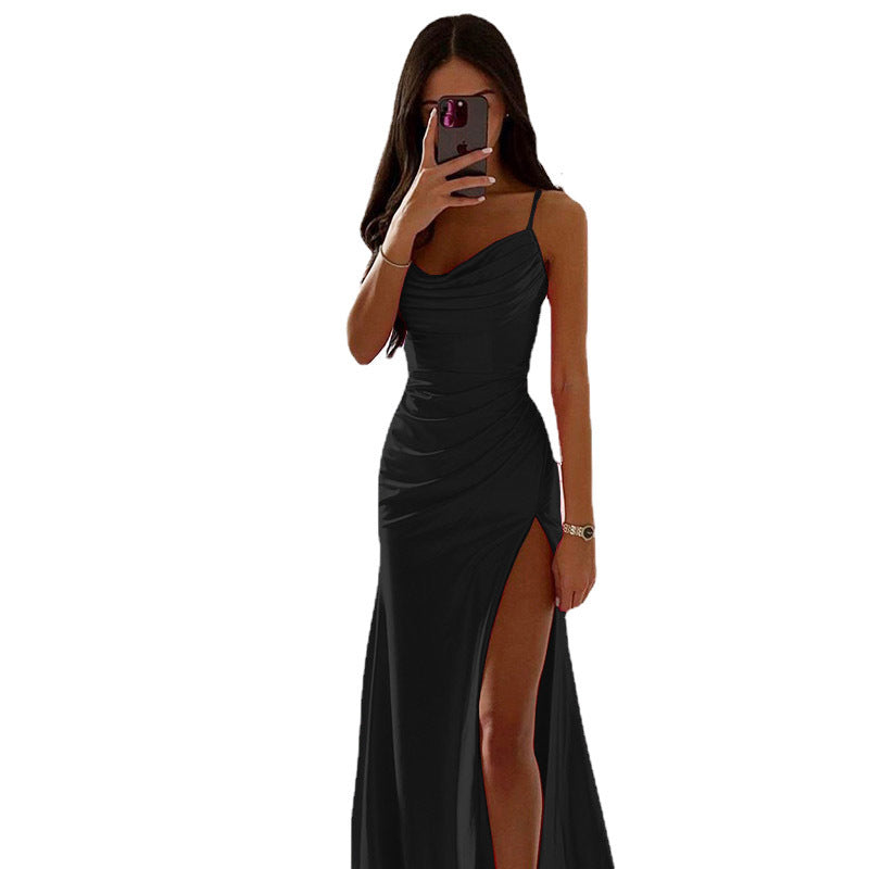 Damen Maxikleid mit schickem Seitenschnitt und eleganter Drapierung WW