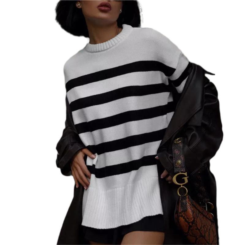 Damen Oversized Pullover mit Streifenmuster WW