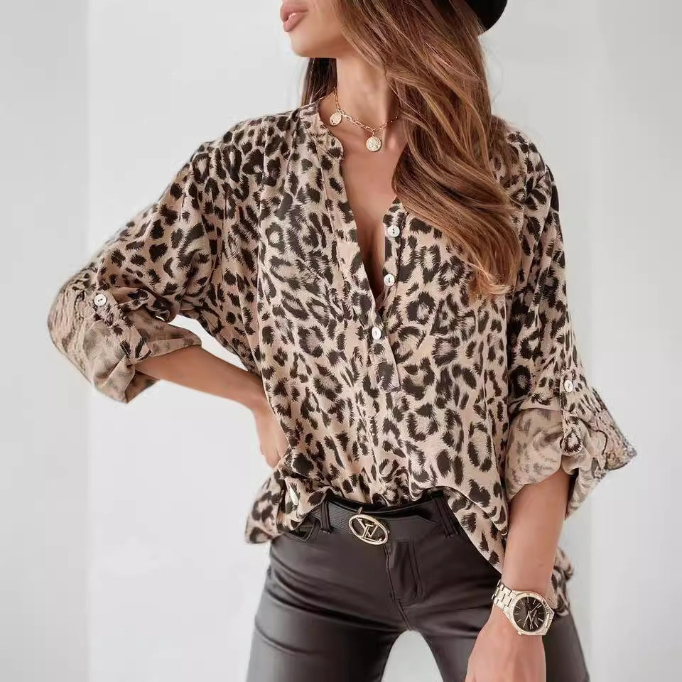 Damen Bluse im eleganten Animal-Print mit Raffungen WW