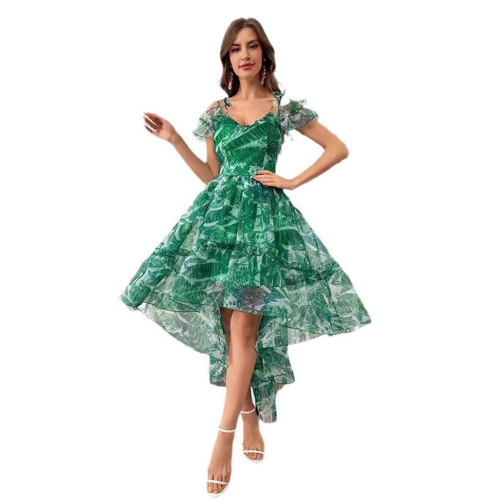 Damen Verspieltes Hochzeitskleid mit asymmetrischem Saum und Rüschendetails WW