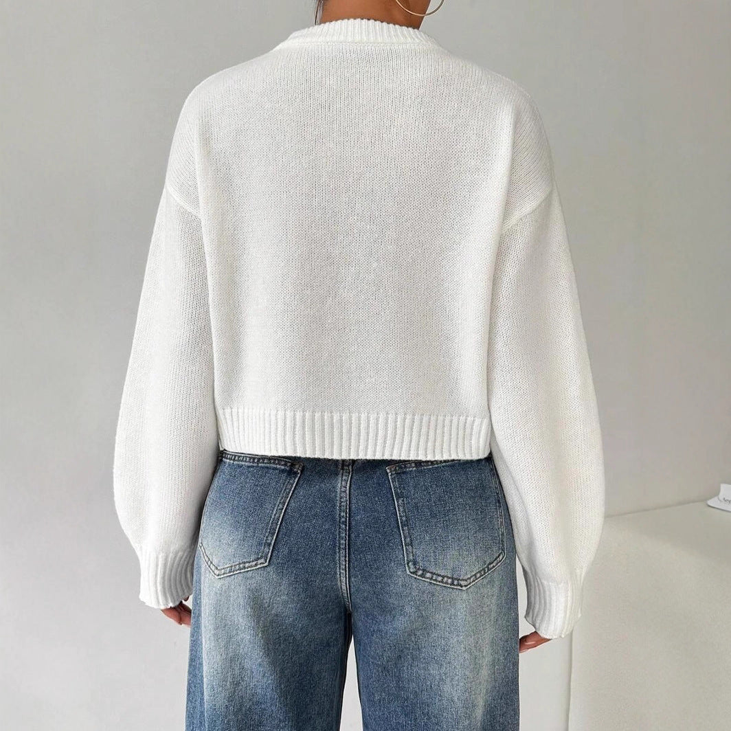 Damen modischer Oversized-Pullover mit lässigem Schnitt und breiten Ärmeln WW