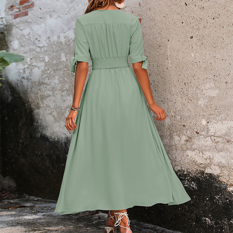 Damen Maxikleid mit geknöpften Details und elastischem Tailleneinsatz WW
