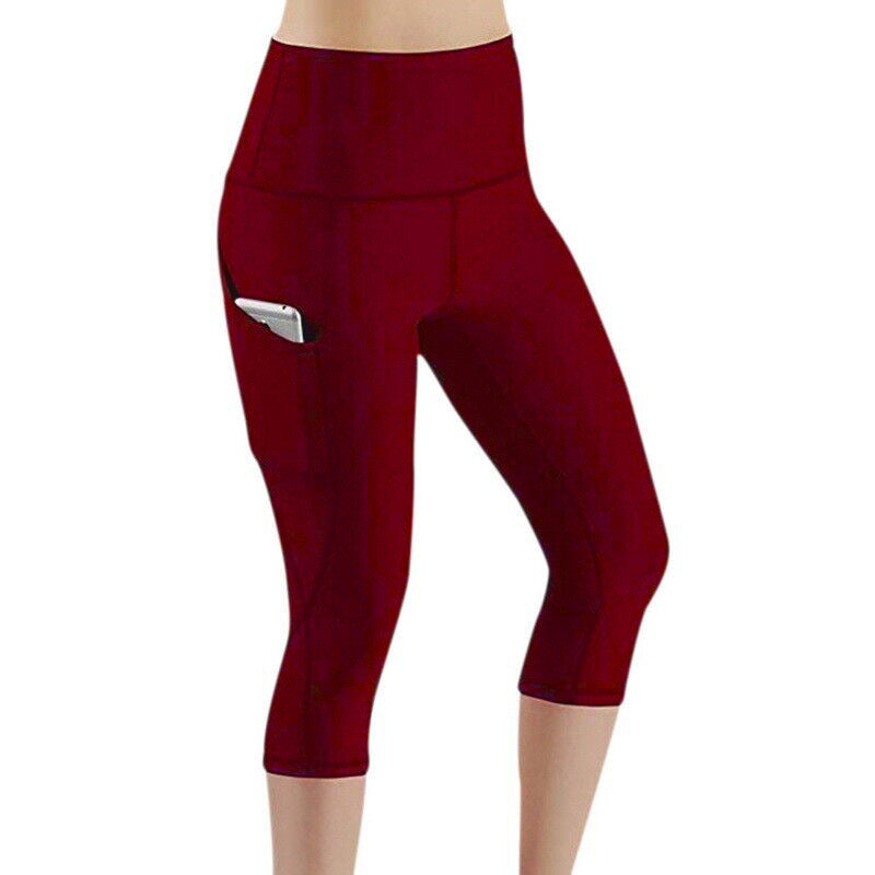 Damen Sportliche Capri-Leggings mit Seitentaschen und hohem Bund WW