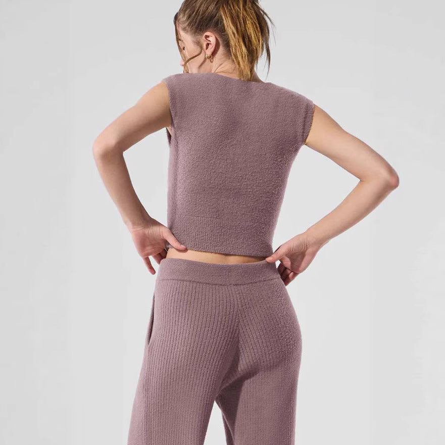 Damen Kurzes Strickoberteil mit sanfter Textur WW