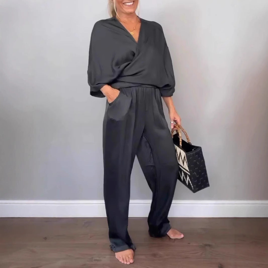 Damen Elegantes Weiches Stoff Lounge Set WW