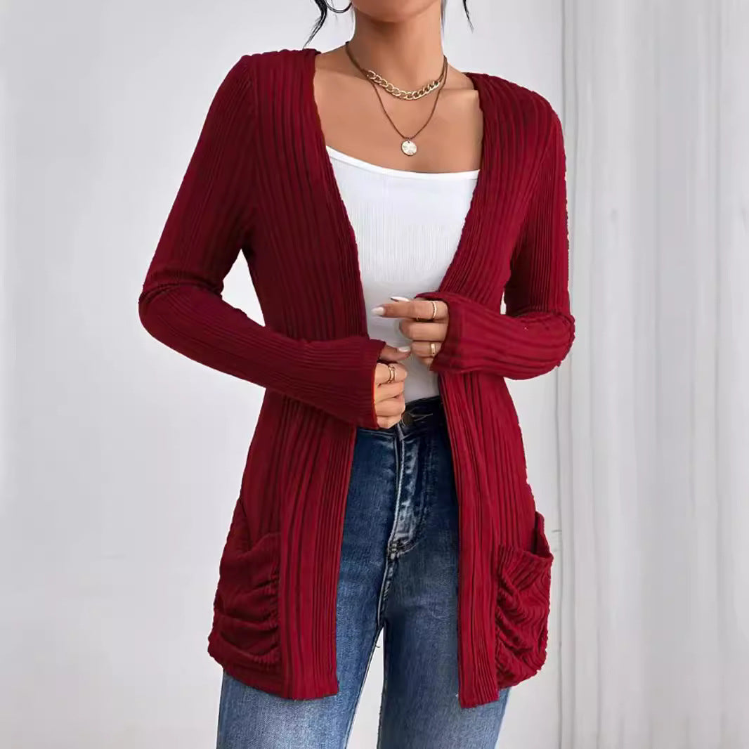 Damen Strickjacke mit strukturiertem Rippdesign und praktischen Taschen WW