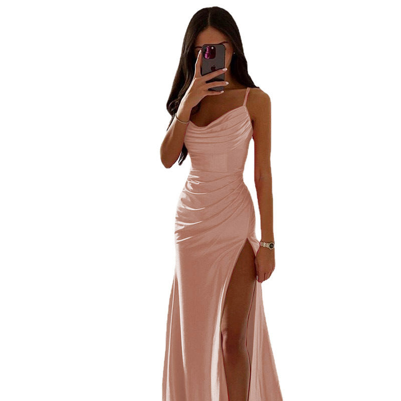 Damen Maxikleid mit schickem Seitenschnitt und eleganter Drapierung WW