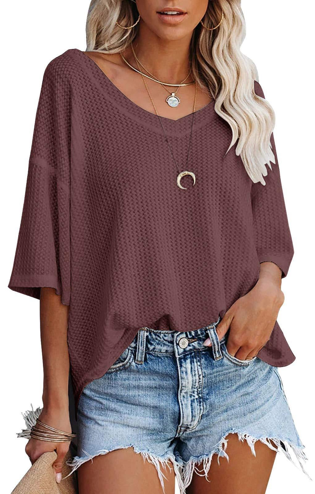 Damen lässiges Oversized-Oberteil mit strukturiertem Webmuster WW